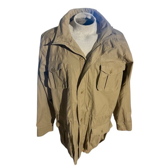 L.L. Bean Field Coat Jacket Men’s L Tall Khaki Utility Parka Hooded Cotton - Picture 1 of 5